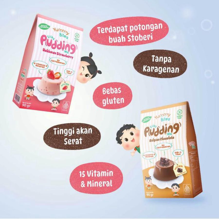 Yummy Bites Silky Pudding Mix Hokkaido Strawberry MPASI 90gram