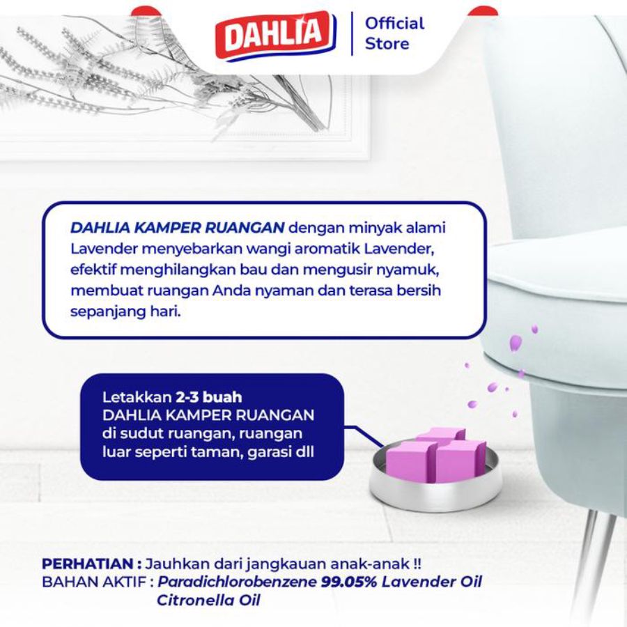Dahlia Oud Lavender Kamper Pengharum Ruangan 6pcs