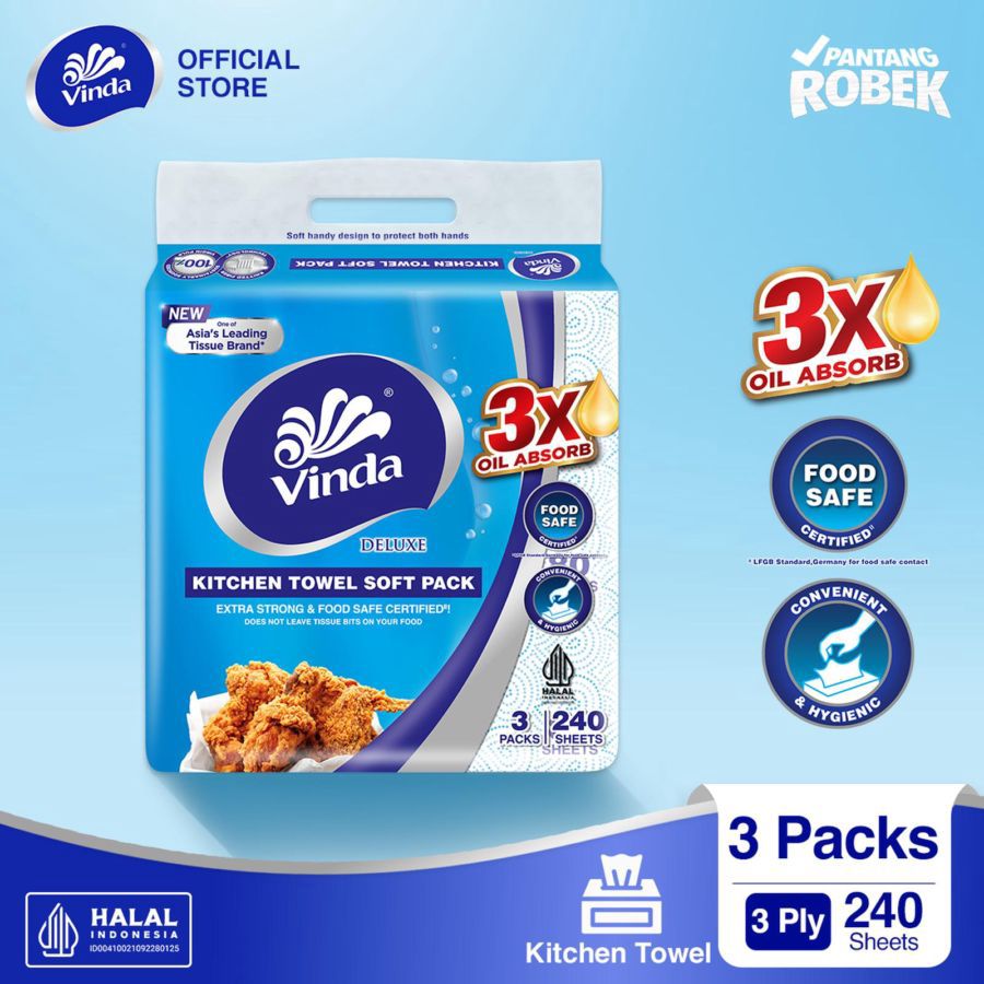 Vinda Deluxe Kitchen Towel Interfold Tisu Dapur