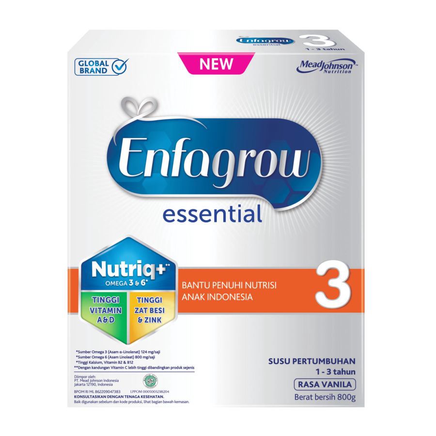 Enfagrow Essential 3 Vanilla Susu Formula 1-3 Tahun 800gram