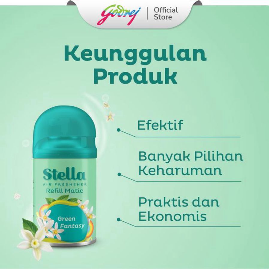 Stella Matic Green Fantasy Pengharum Ruangan Refill 2 Pcs 160ml