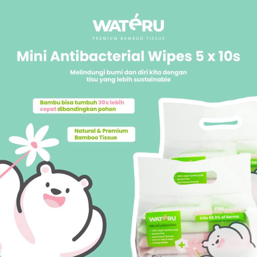 Wateru Baby Wipes Antibacterial 5pcs, 10sheets