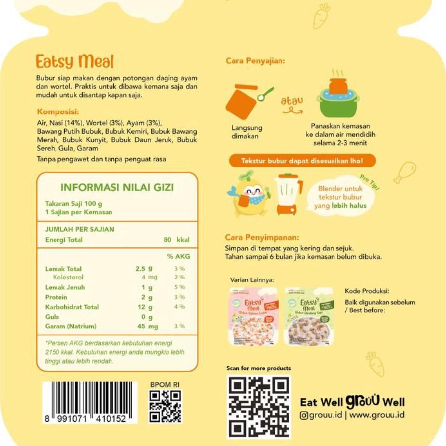 Grouu Eatsy Meal Bubur Soto Ayam MPASI 120gram