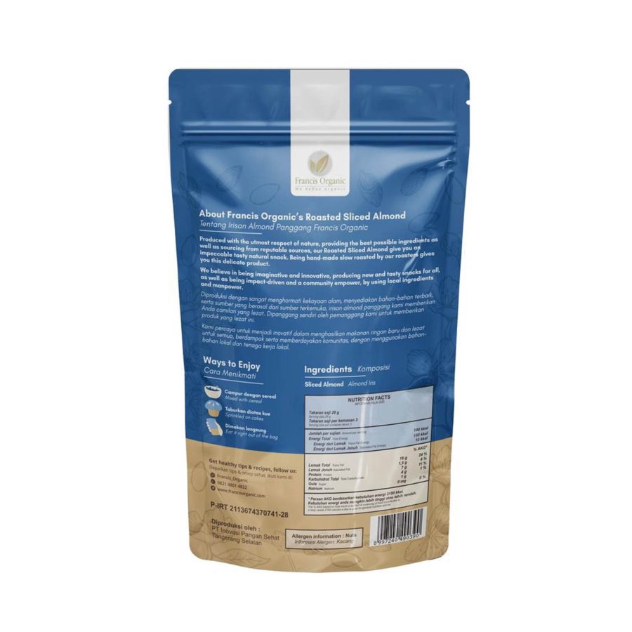 Francis Organic Roasted Sliced Almonds 85gram