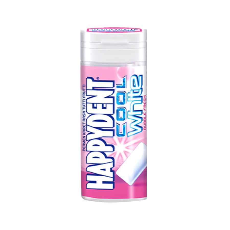 Happydent Cool White Mint Permen Karet Pocket Bottle 28gram 25gram