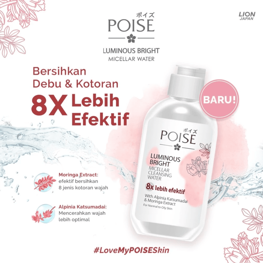 Poise Luminous Bright Micellar Water Make Up Remover 125ml