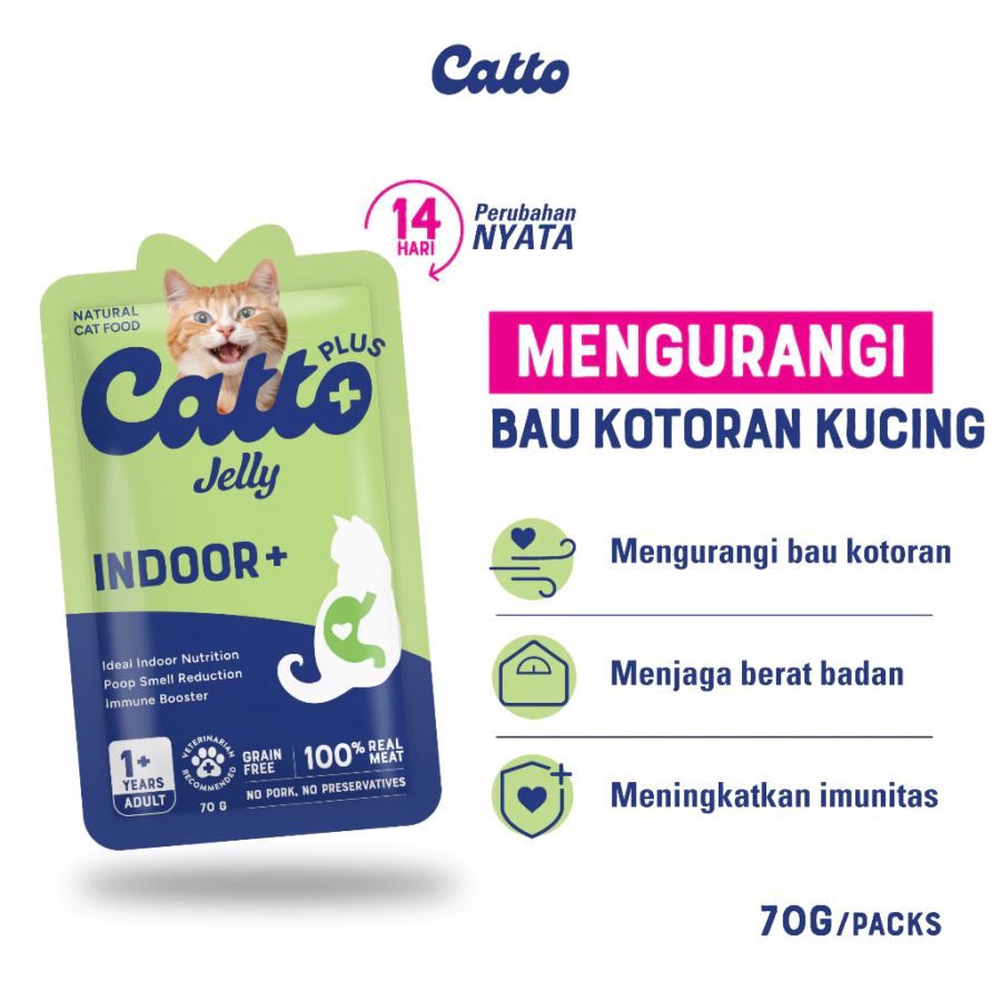 Catto Plus Indoor+ Adult Makanan Kucing Basah 70gram