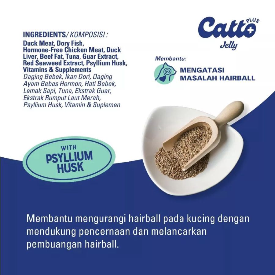 Catto Plus Anti Hairball Makanan Kucing Basah 70gram