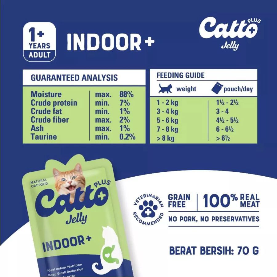 Catto Plus Indoor+ Adult Makanan Kucing Basah 70gram