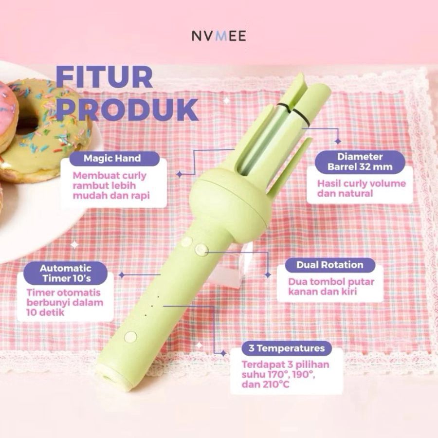 Nvmee Taurus Hair Styler Catokan Keriting Otomatis 2.0 Hijau 1pcs