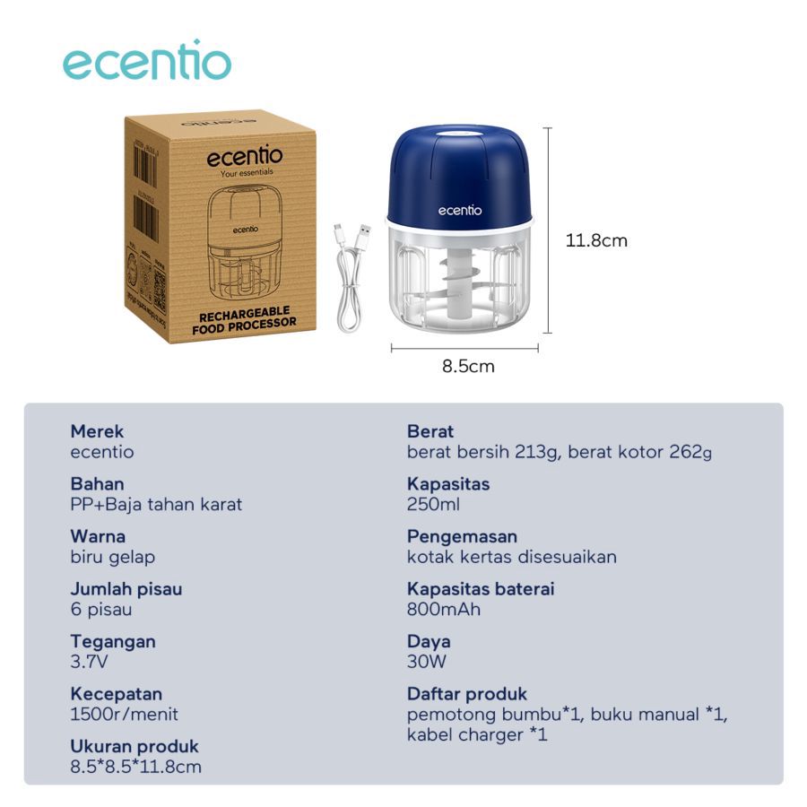 Ecentio Mini Chopper Blender Portable 1pcs