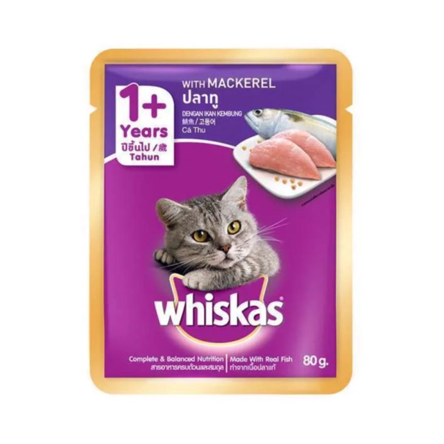 Whiskas Mackerel Adult Makanan Kucing Basah Pouch 80gram