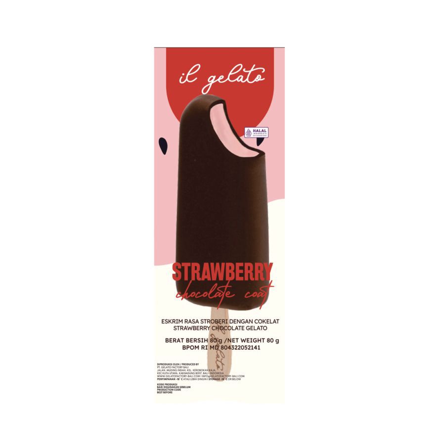 IL Gelato Strawberry Chocolate Coat Ice Cream Stick 80gram