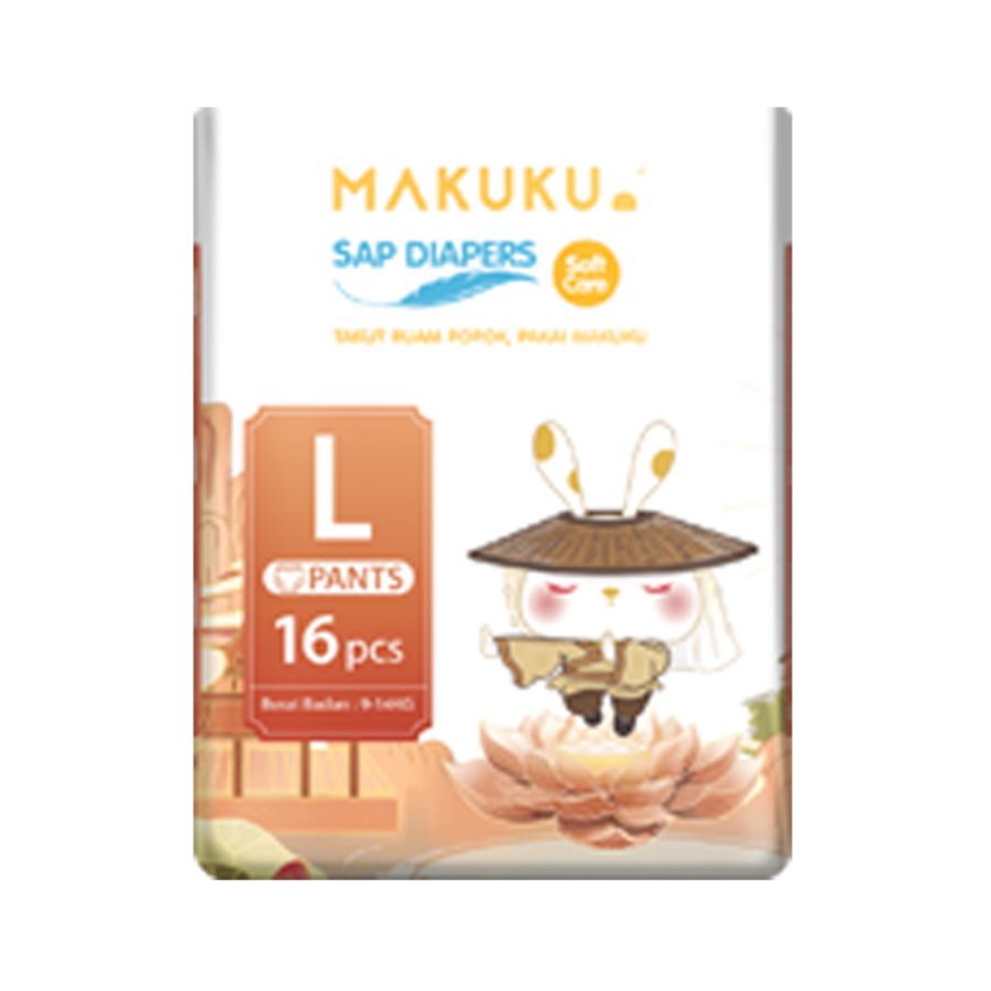 MAKUKU SAP Diapers Soft Care Pants L16 Popok Bayi