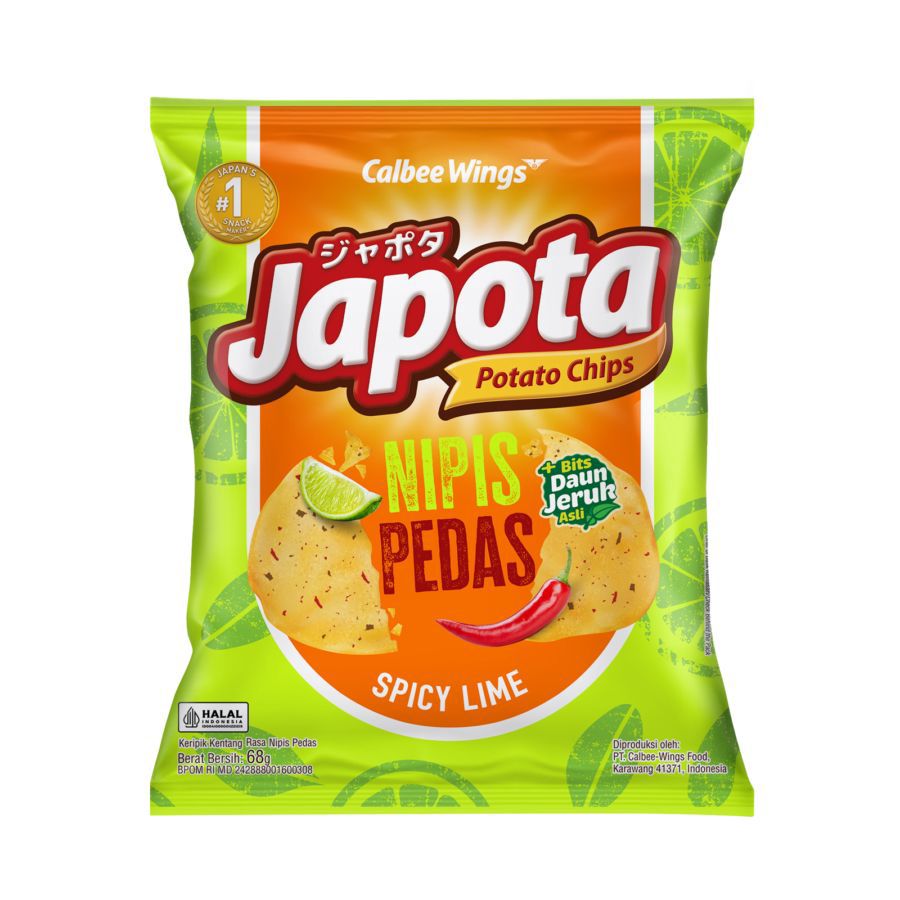 Japota Potato Chips Nipis Pedas 68gram