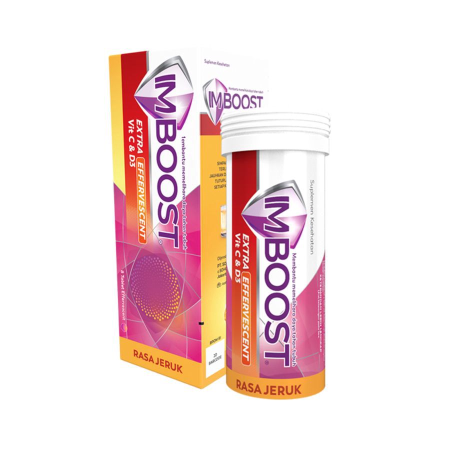 Imboost Extra Effervescent Vit C & D3 Suplemen Daya Tahan Tubuh 8tablet