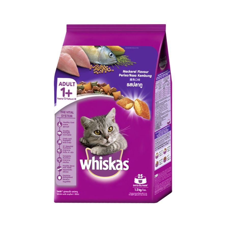 Whiskas Mackerel Adult Makanan Kucing 1200gram