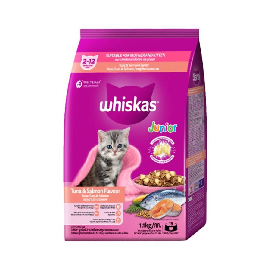 Whiskas Junior Tuna & Salmon Mother and Kitten Makanan Kucing Kering 1100gram