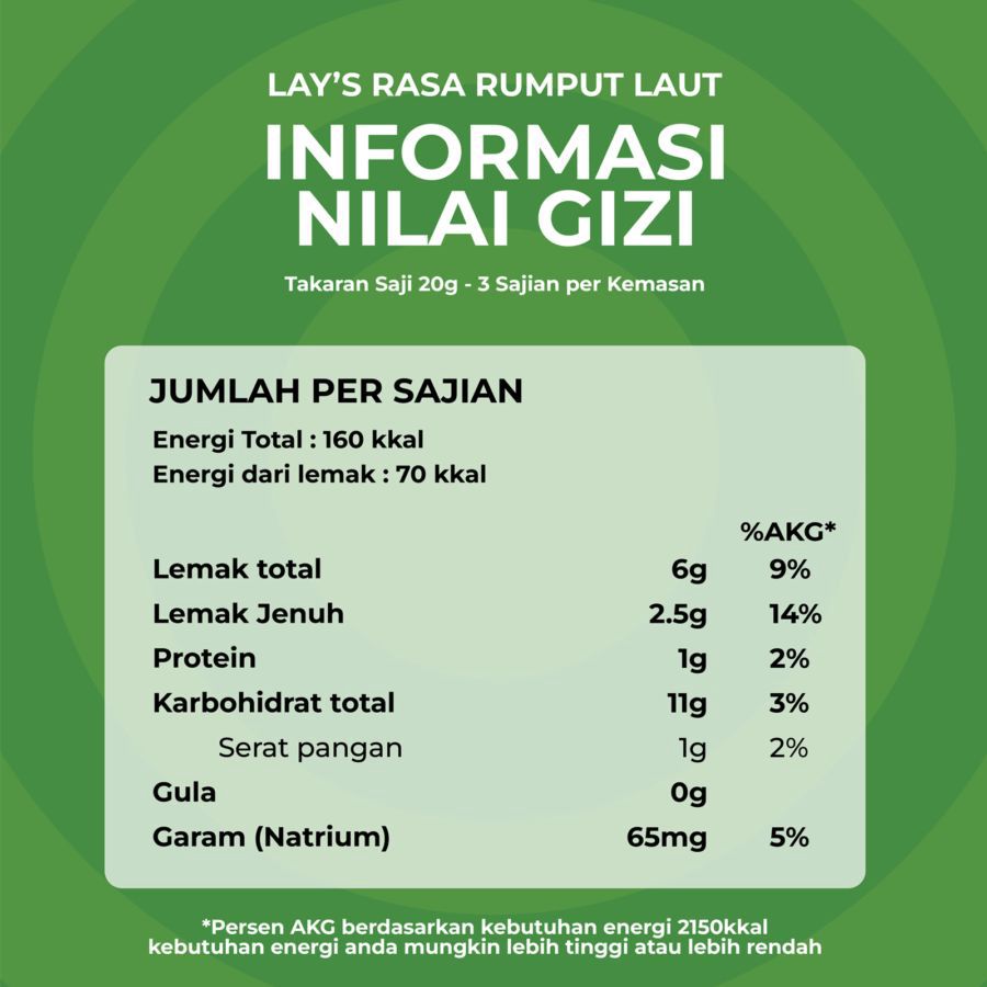 Lay's Keripik Kentang Snack Rasa Rumput Laut 64gram