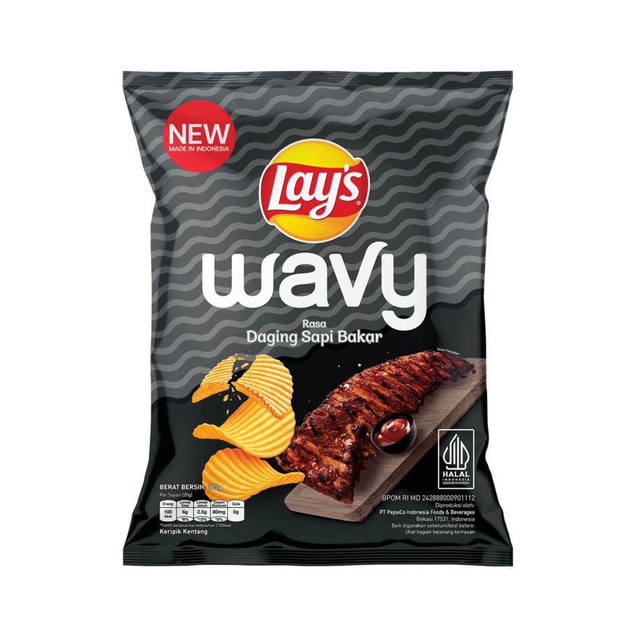 Lay's Wavy Snack Rasa Daging Sapi Bakar Big Pack 105gram