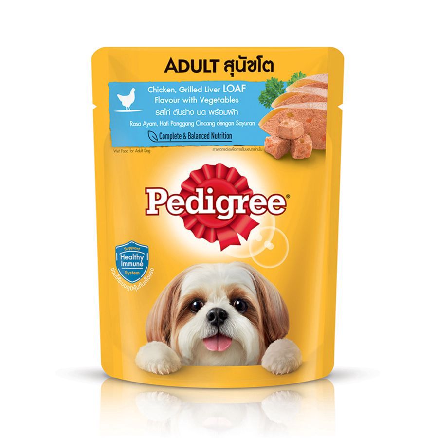 Pedigree Adult Chicken, Liver & Vegetable Makanan Anjing Basah Pouch 80gram