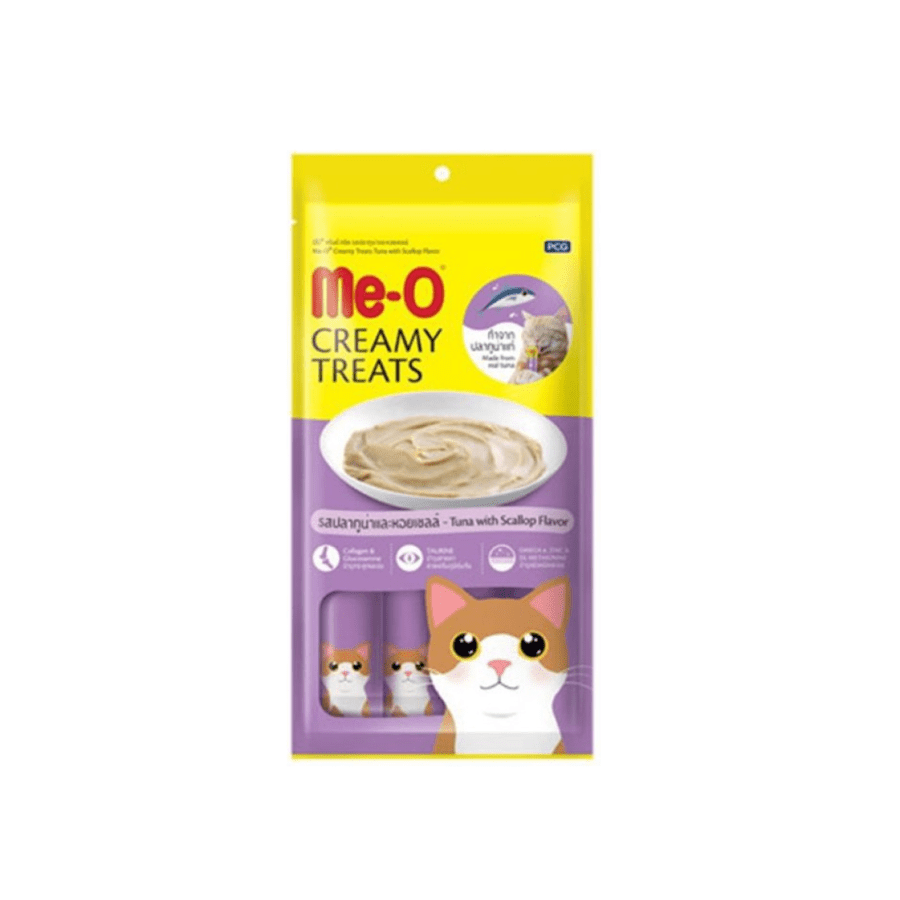 Me-O Creamy Treats Tuna & Scallop Snack Kucing 4 sticks x 15 gram 1pack