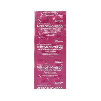 Meprothion L-Glutathion Reduced 500 mg Suplemen Pencerah dan Kesehatan 1 Strip 10 Tablet
