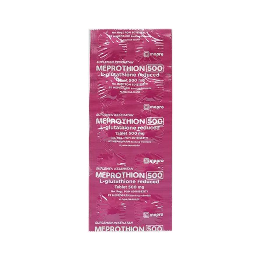 Meprothion L-Glutathion Reduced 500 mg Suplemen Pencerah dan Kesehatan 1 Strip 10 Tablet 10tablet