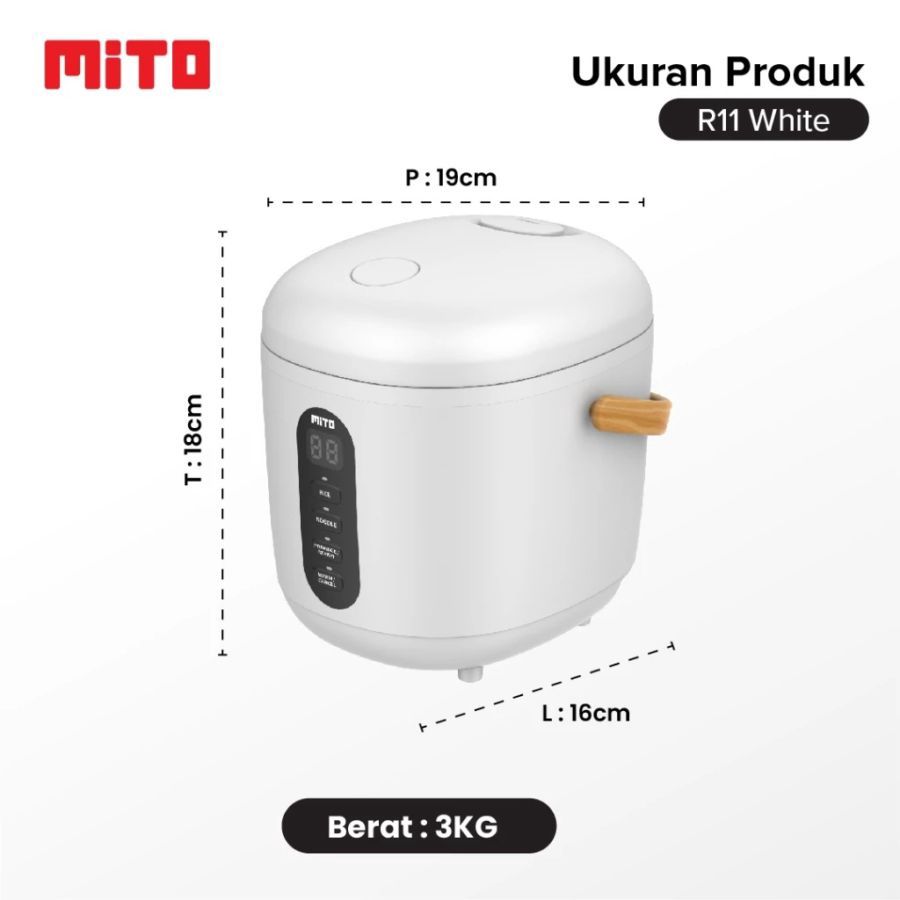 Mito Mini Rice Cooker 0,5 Liter White R11 1pcs