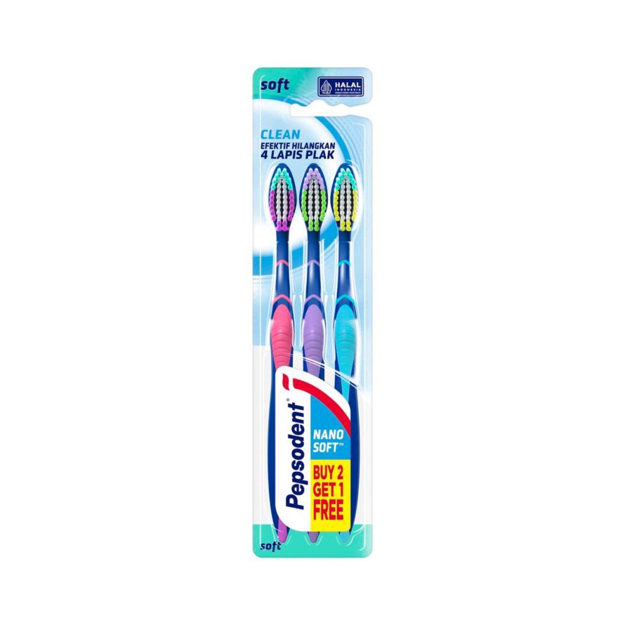 Pepsodent Nanosoft Clean Sikat Gigi 3pcs