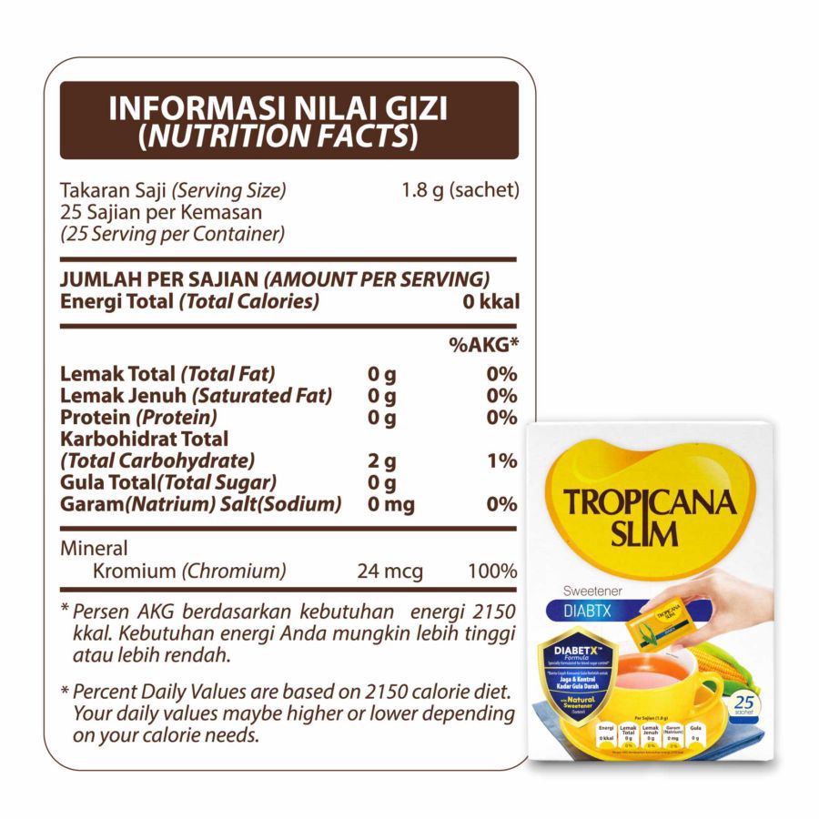 Tropicana Slim Sweetener Diabetics 25 sachets x 1.8gr 45gram