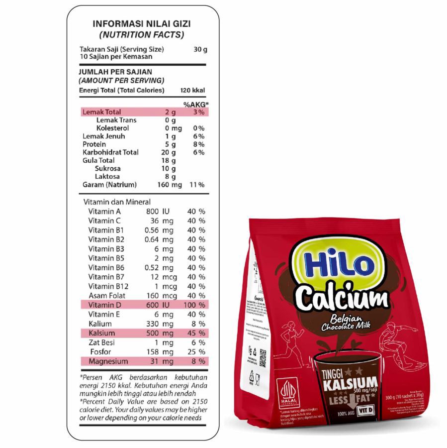 Hilo Active School Belgian Chocolate Bag 10 sachets x 30gr 300gram