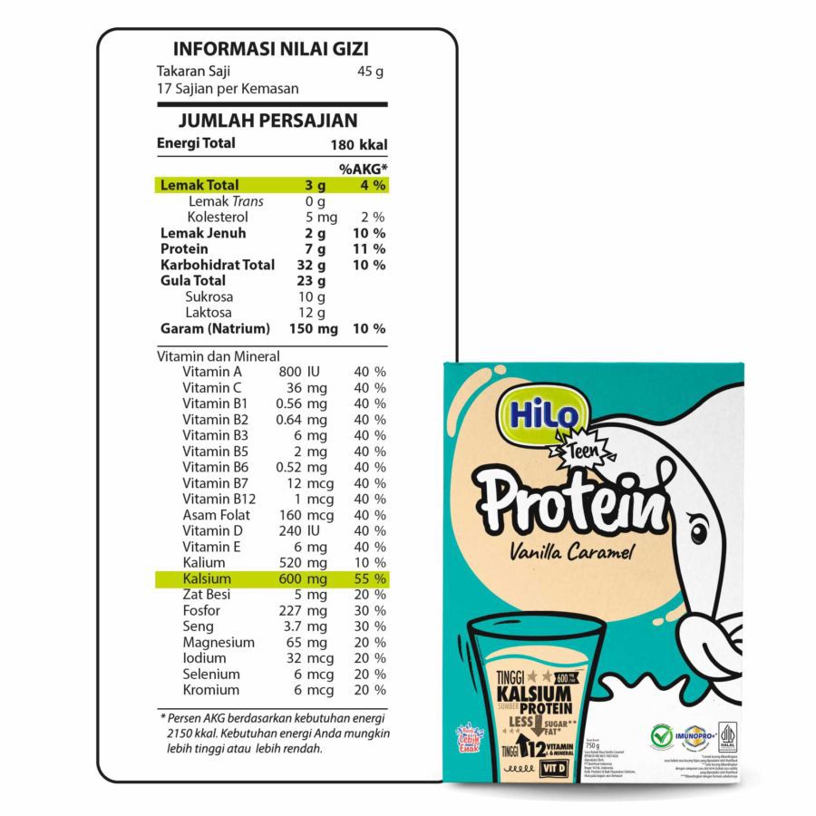 Hilo Teen Vanila Susu Tinggi Protein Lebih Rendah Lemak Susu Bubuk