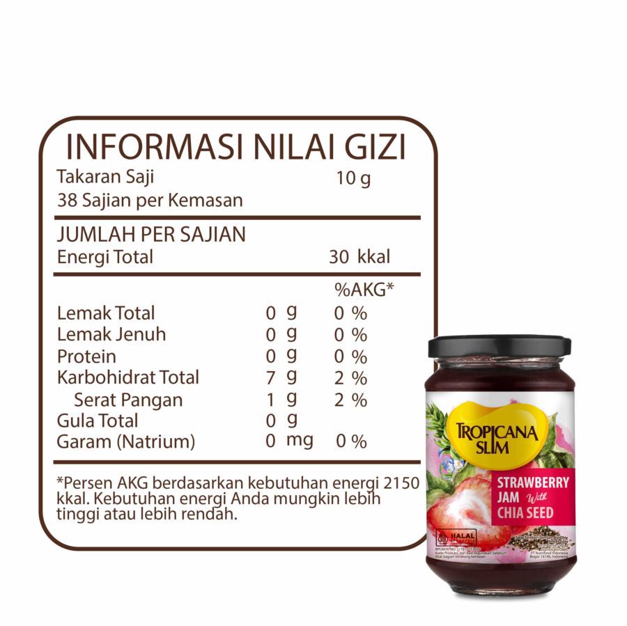 Tropicana Slim Strawberry Jam With Chia Seed 375gram