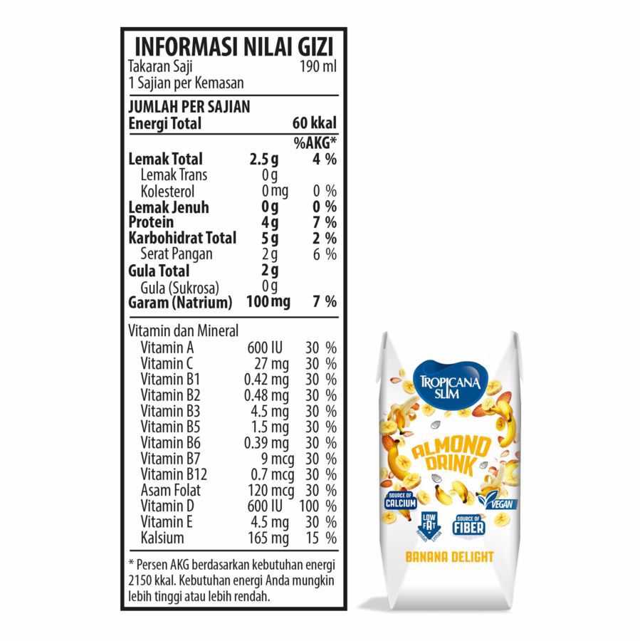 Tropicana Slim Almond Drink Banana Delight 190ml