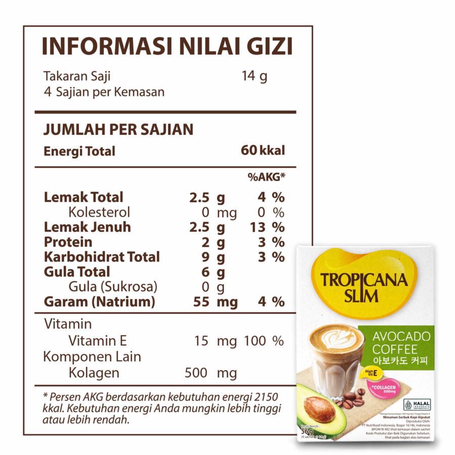 Tropicana Slim Avocado Coffee 56gram
