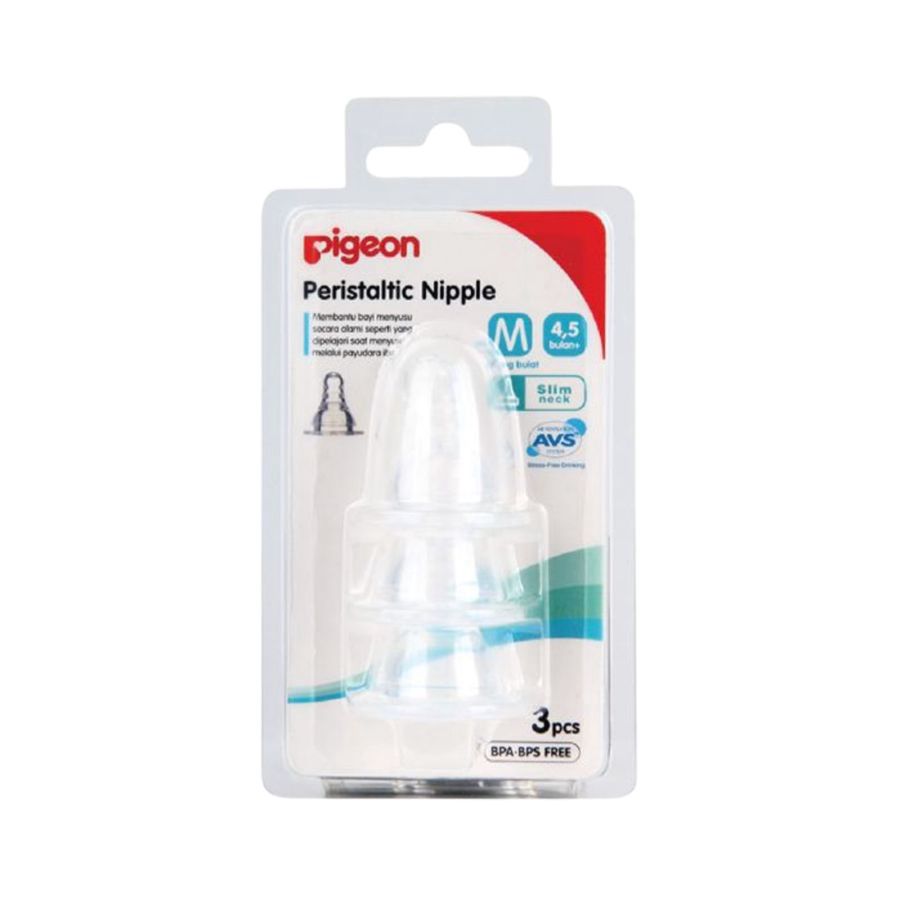 Pigeon Peristaltic Nipple Slim Neck M Box isi 3 1pack