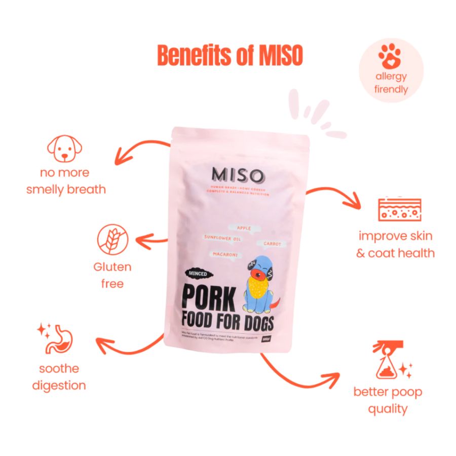 MISO Cooked Minced Pork Recipe Makanan Anjing Basah 500gram