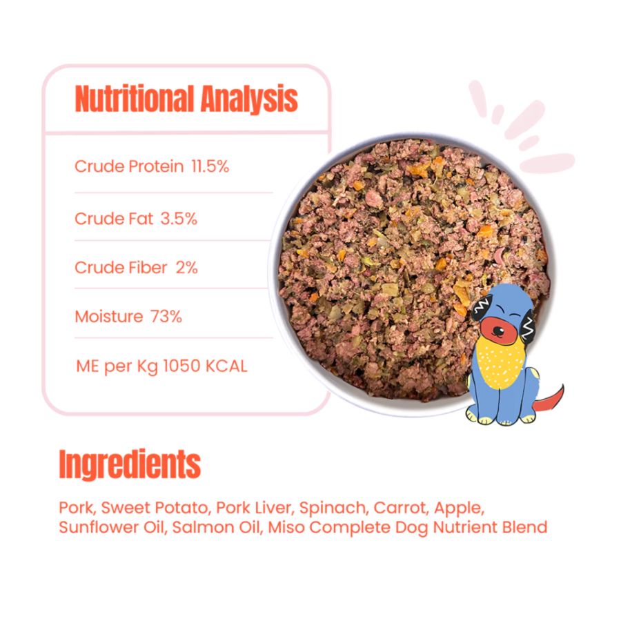 MISO Cooked Minced Pork Recipe Makanan Anjing Basah 500gram