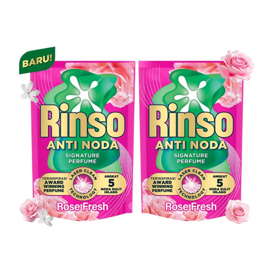 Bundle 2 Rinso Molto Anti Noda Rose Fresh Deterjen Cair 1500 gram 2pcs, 1500gram