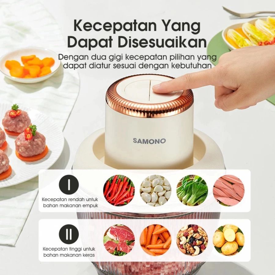 Samono Chopper 2in1 Multifungsi Kapasitas 2,2 L dan 300 ml Beige SW-CD300 1pcs