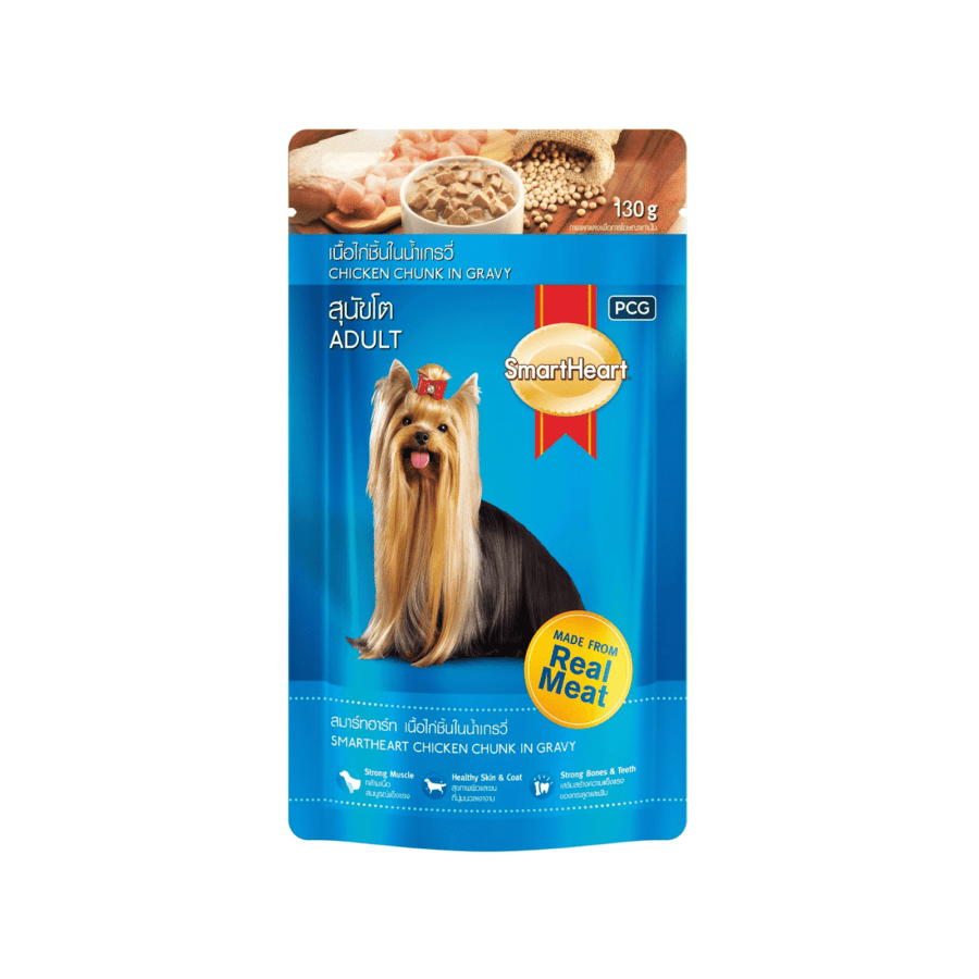 SmartHeart Chicken in Gravy Adult Makanan Anjing Pouch 130gram