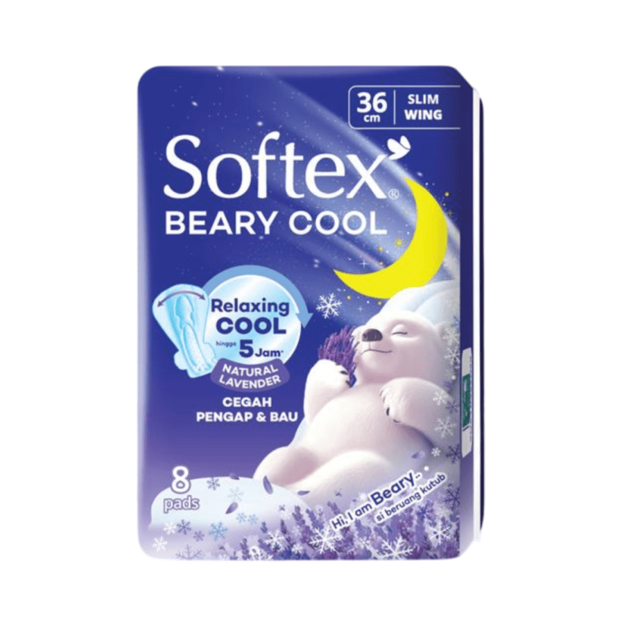 Softex Beary Cool Night Slim Wing 36cm Pembalut Kewanitaan 8pads