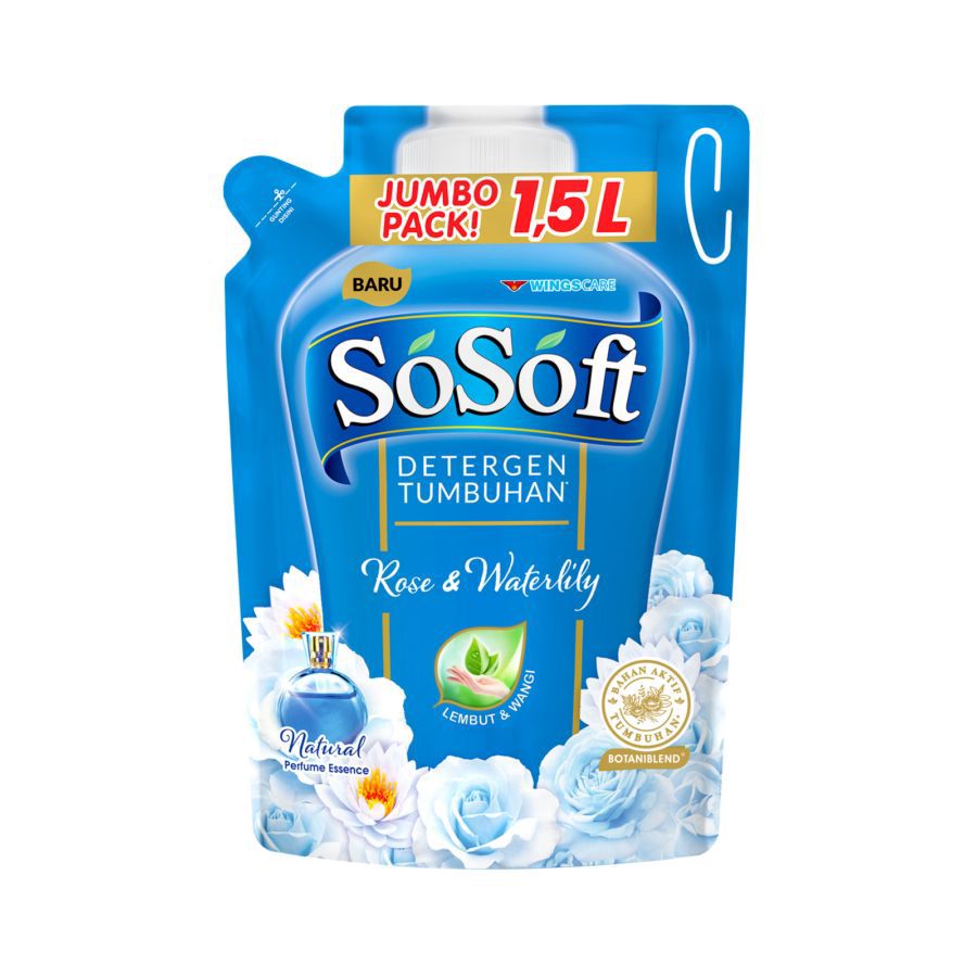 So Soft Rose & Waterlily Deterjen Cair Pouch 1500ml