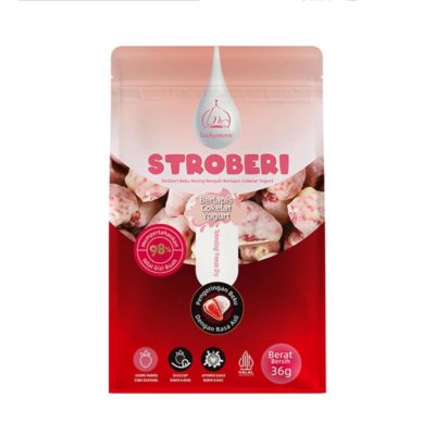 Luckymore Stroberi Beku Kering Berlapis Susu 36g (HALAL)