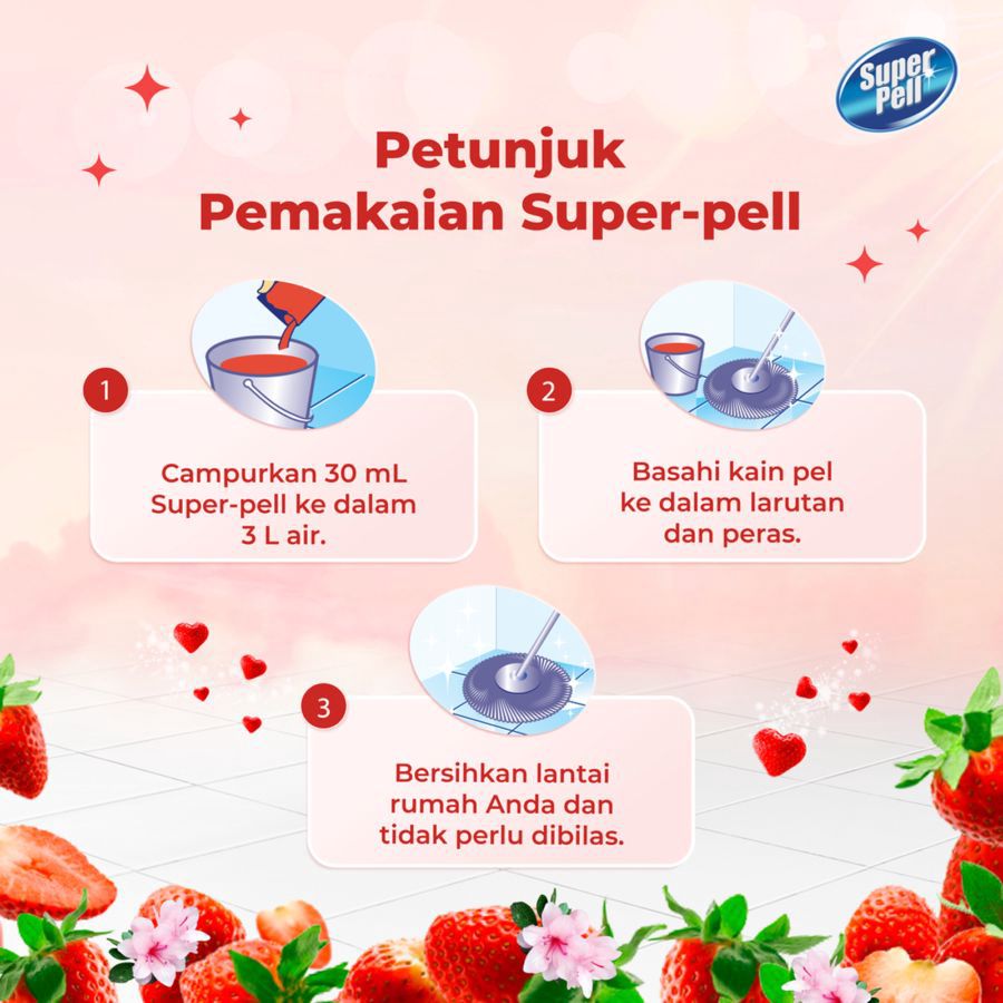 Super Pell Korean Strawberry Pembersih Lantai 760ml