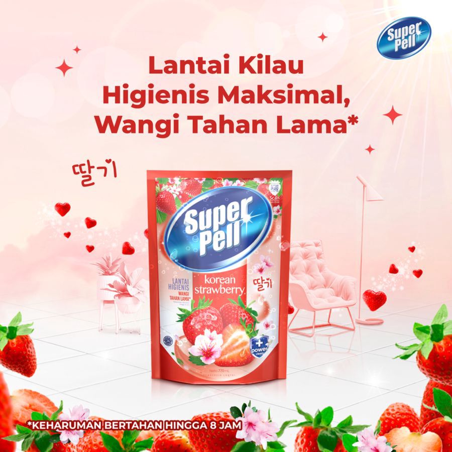 Super Pell Korean Strawberry Pembersih Lantai 760ml