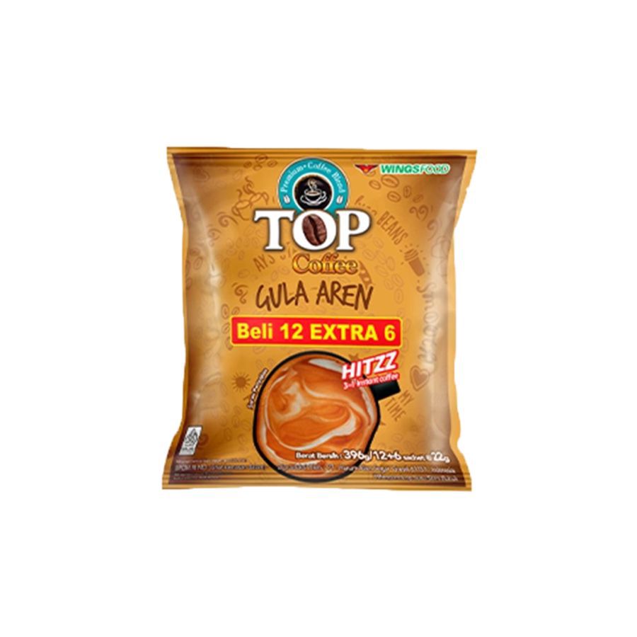 Top Coffee Gula Aren Kopi Bubuk 12+6 sachets x 22gr 396gram