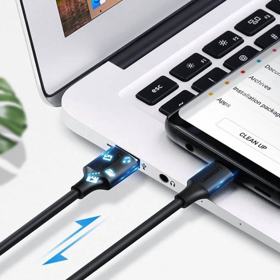 Ugreen Cable USB Type A to Type C PVC 25 cm Black 1pcs