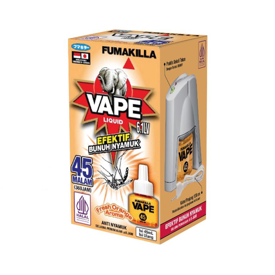 Vape Liquid Refill Fresh Orange 45 Malam Pembasmi Serangga